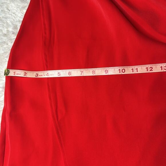 Superdown Airelle Vibrant Red Ruching High Low MIDI Skirt Wrap Style Criss Cross - Picture 10 of 11